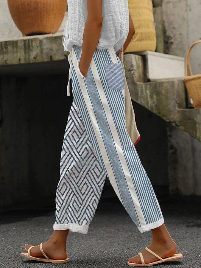 Lilian | Pantalón de rayas con botones decorativos