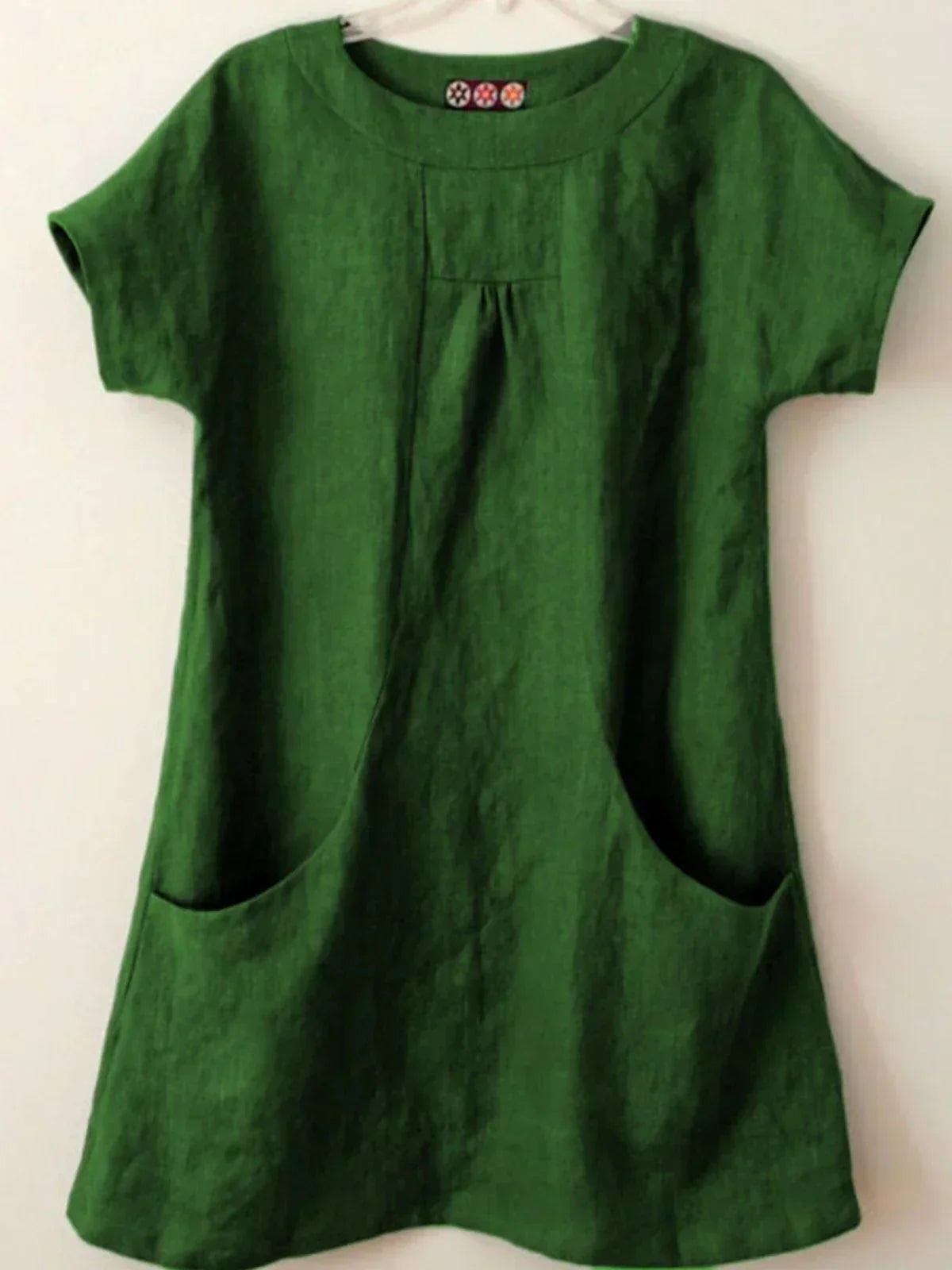Fernanda | Camisas y tops de mezcla de algodón con bolsillos de manga corta Lino