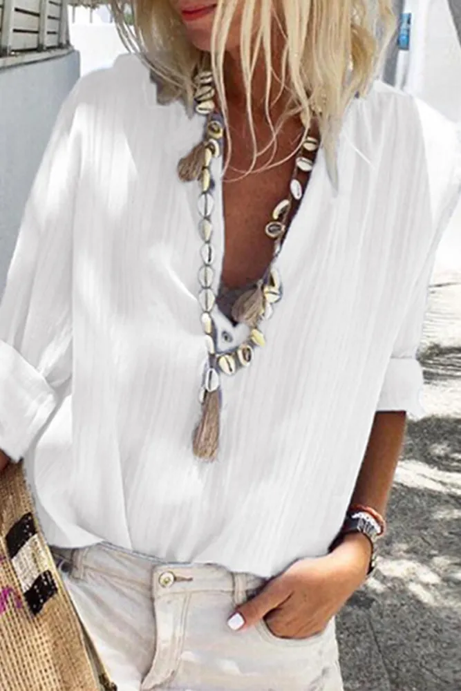 Mireya | Tops con cuello en V y botones a rayas de Street