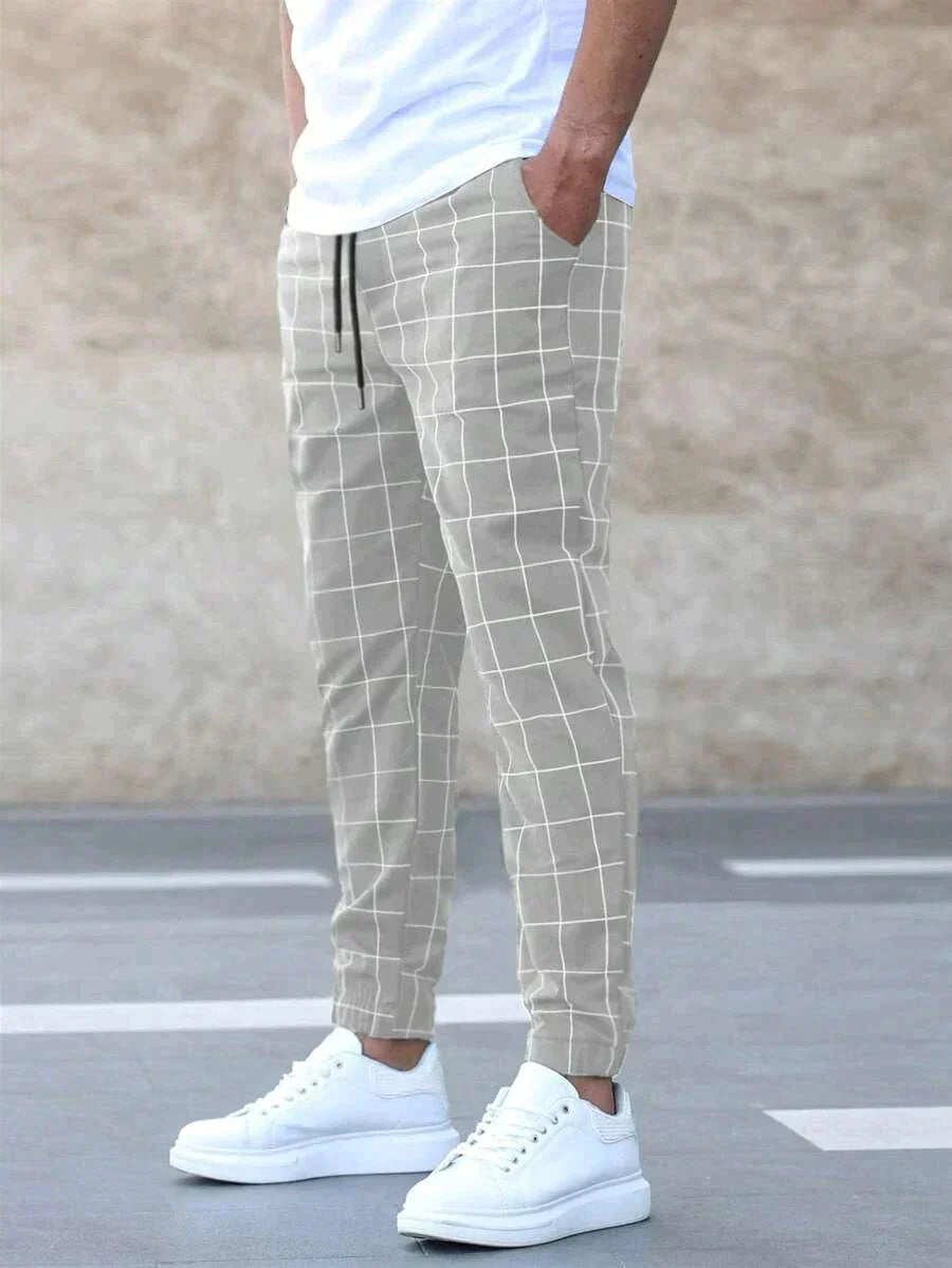 Henry | Pantalones con patrón de rejilla y corte moderno.