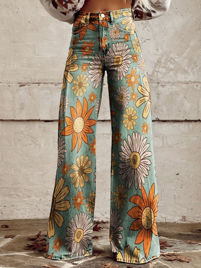 Elina | Pantalón amplio con estampado floral de inspiración vintage