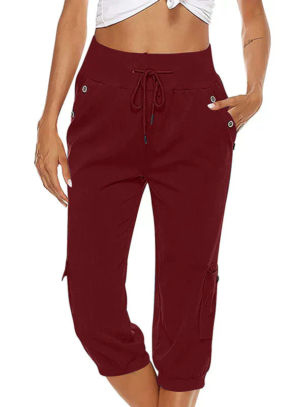Vicky - Pantalón cargo femenino con cómodo cordón y cintura ajustable
