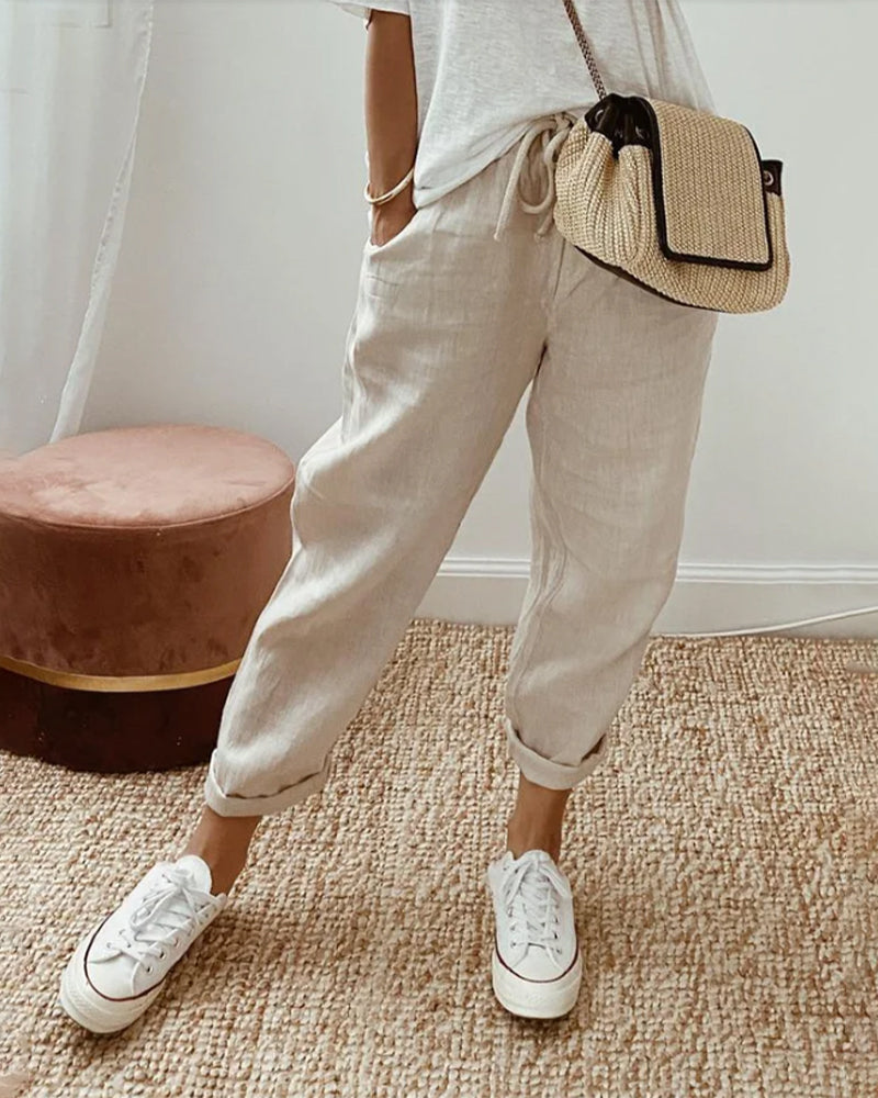 Jimena | Pantalón de lino ligero con estilo casual y toque sofisticado