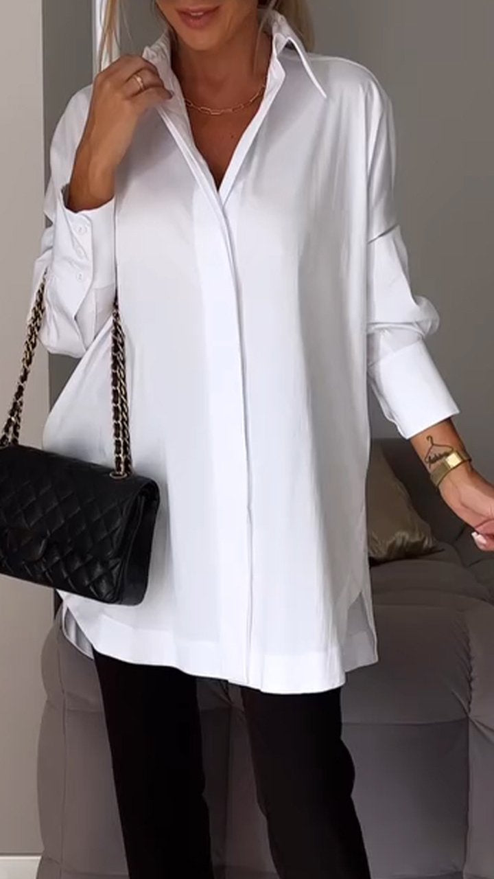 Josefina | Camisa con abertura de solapa blanca
