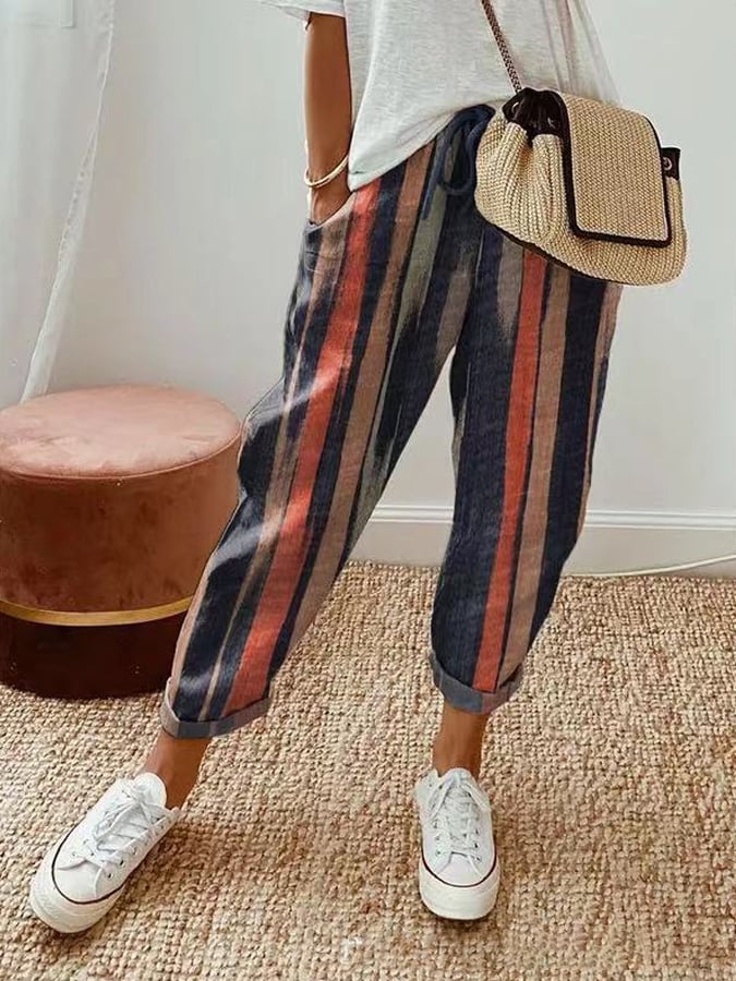 Pantalones Vintage de Rayas para Mujer - Estilo Casual y Chic