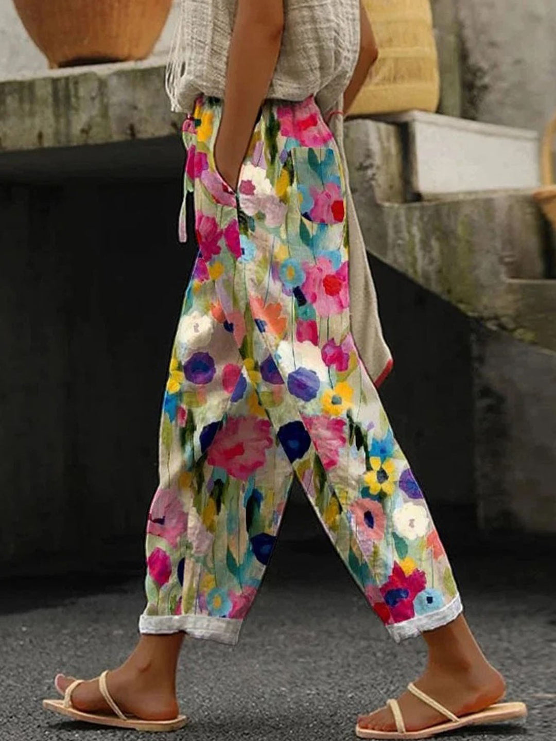 Pantalón Floral Elegante para Mujer con Prácticos Bolsillos - Xenia