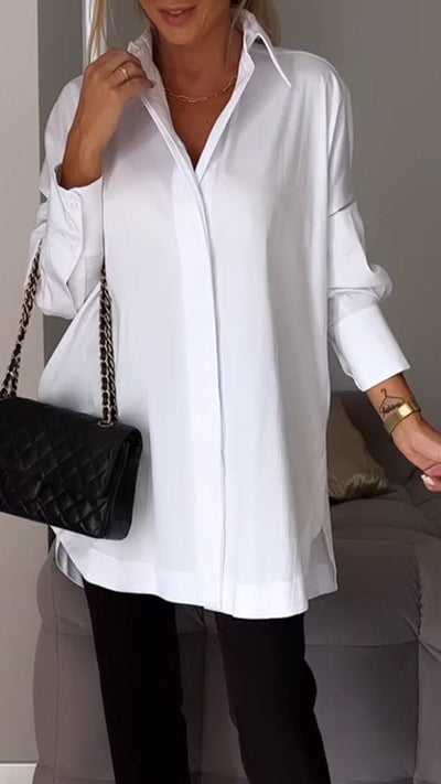 Josefina | Camisa con abertura de solapa blanca