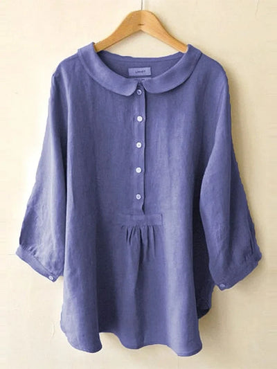 Adriana | Camisa de manga corta de algodón y lino para mujer