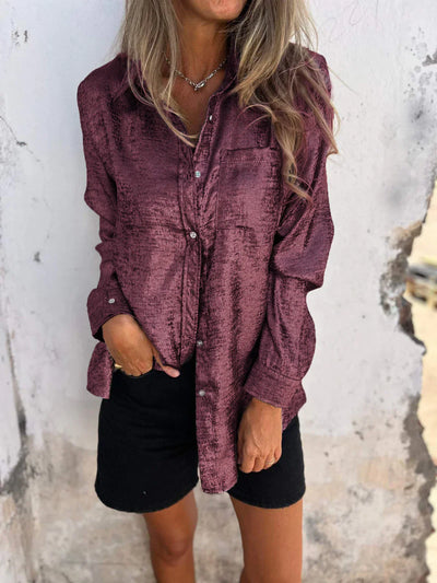 Beatriz | Camisa casual de solapa de moda de gamuza