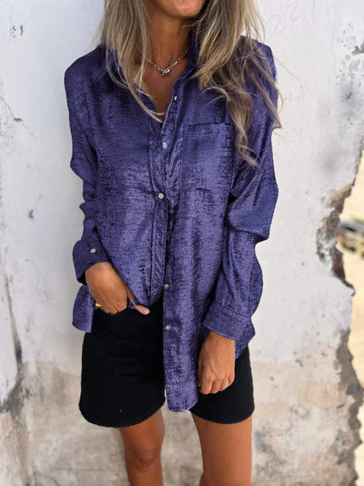 Beatriz | Camisa casual de solapa de moda de gamuza