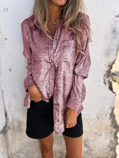 Beatriz | Camisa casual de solapa de moda de gamuza