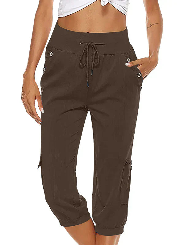 Vicky - Pantalón cargo femenino con cómodo cordón y cintura ajustable