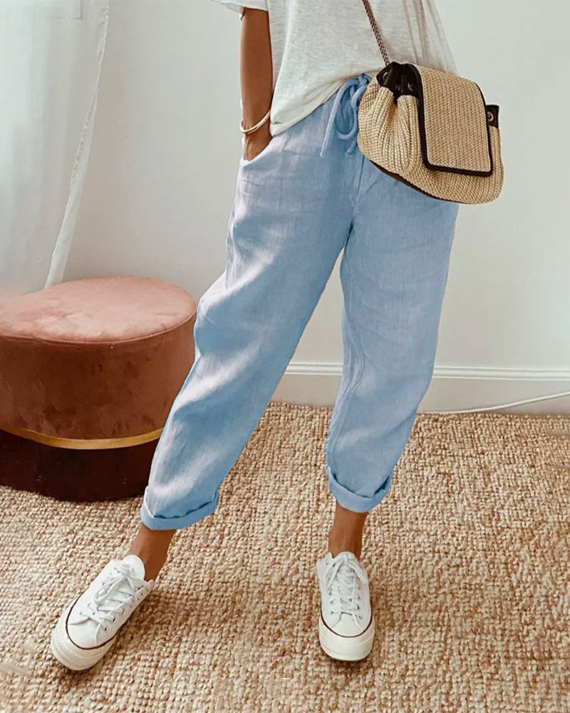 Jimena | Pantalón de lino ligero con estilo casual y toque sofisticado
