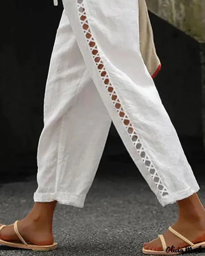 Pantalón Naomi con Elegantes Bolsillos y Detalles de Encaje