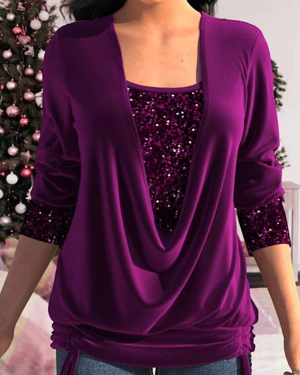 Denisse | Camisa de mujer de manga larga con lentejuelas