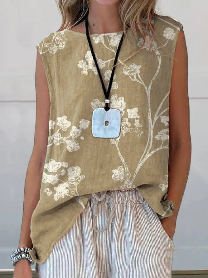 Pilar | Camiseta sin mangas con estampado floral