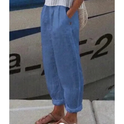 Aldana | Pantalón casual de lino con estampado artístico