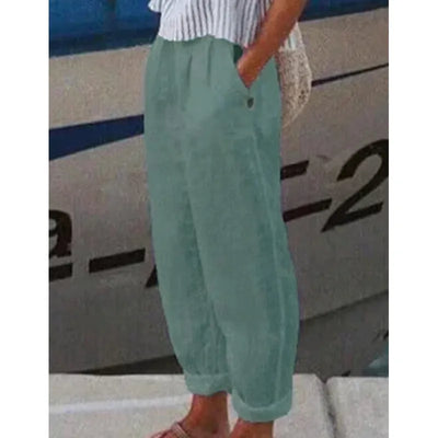 Aldana | Pantalón casual de lino con estampado artístico