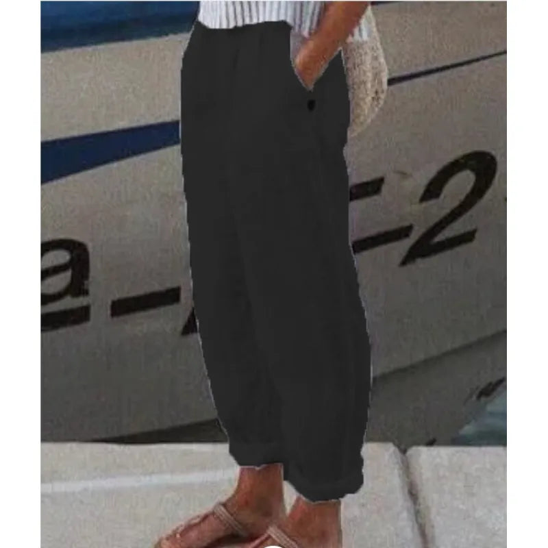 Aldana | Pantalón casual de lino con estampado artístico