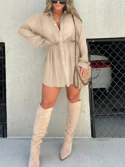 Bárbara | Traje Camisero de Mujer Stella Color Liso Manga Larga