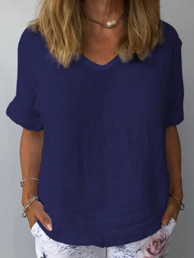 Manuela | Camisa casual de algodón de color puro para mujer