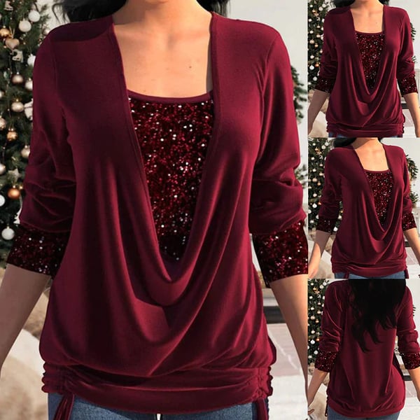 Denisse | Camisa de mujer de manga larga con lentejuelas