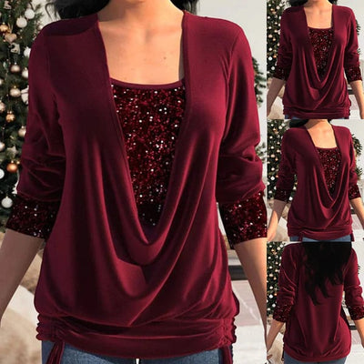 Denisse | Camisa de mujer de manga larga con lentejuelas