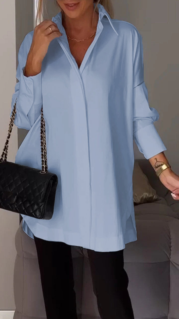 Josefina | Camisa con abertura de solapa blanca