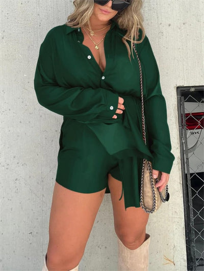Bárbara | Traje Camisero de Mujer Stella Color Liso Manga Larga