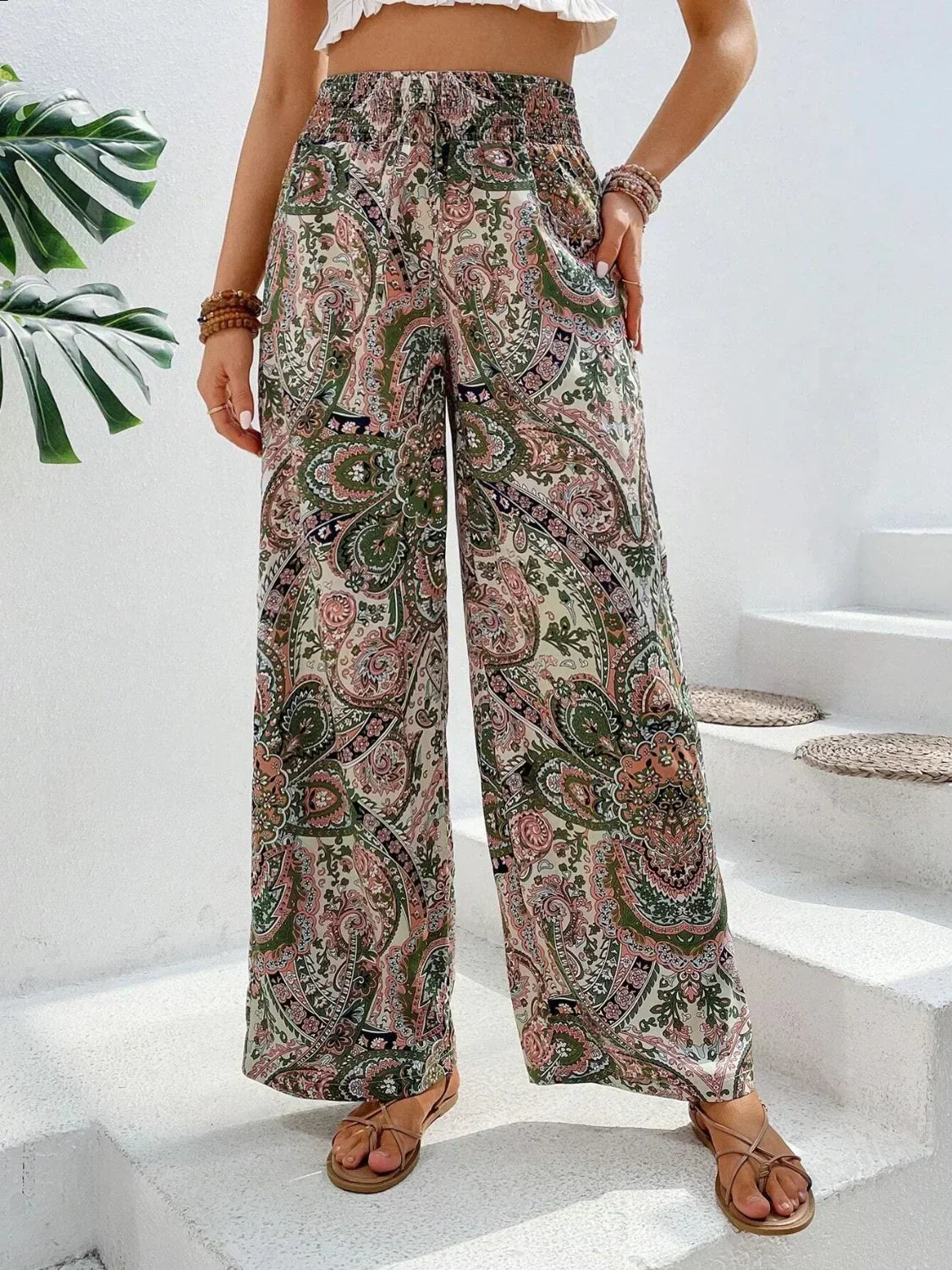 Kiara | Pantalones anchos con estampado moderno y caída fluida