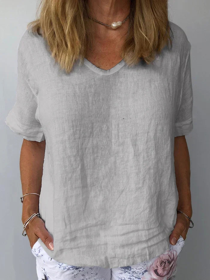 Manuela | Camisa casual de algodón de color puro para mujer
