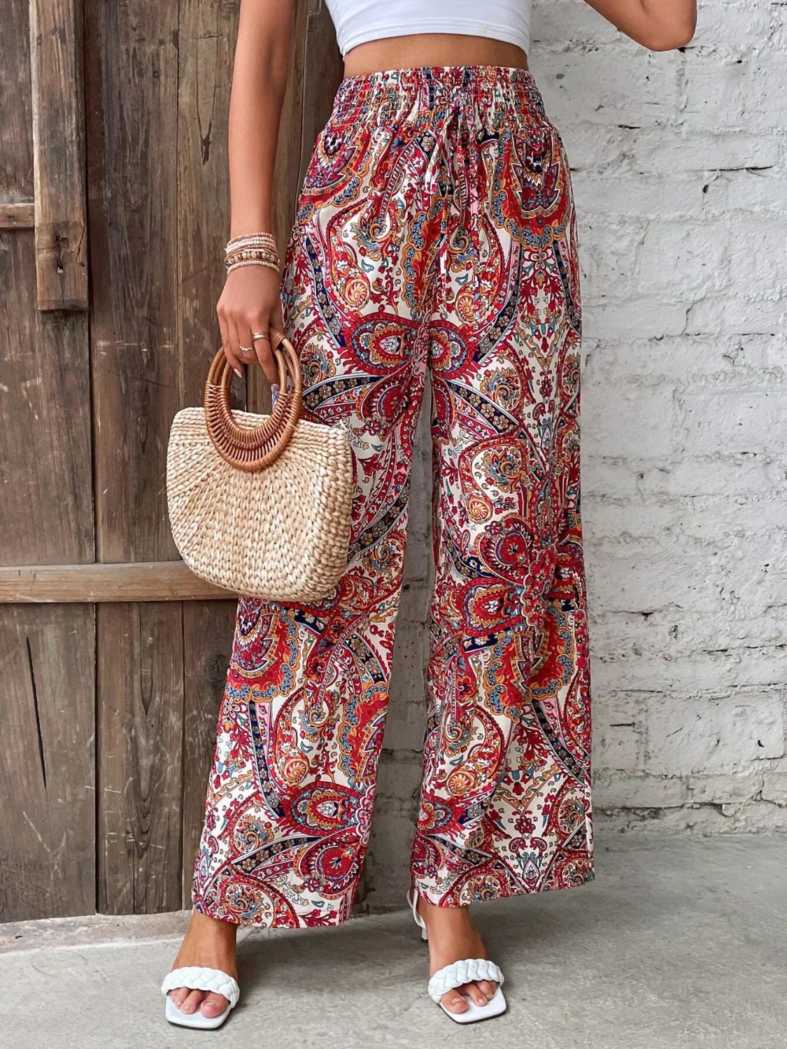 Kiara | Pantalones anchos con estampado moderno y caída fluida