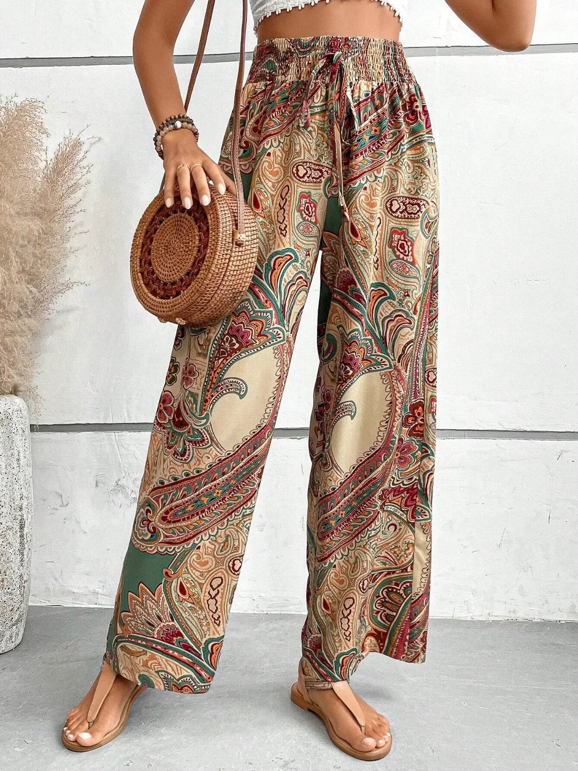 Kiara | Pantalones anchos con estampado moderno y caída fluida
