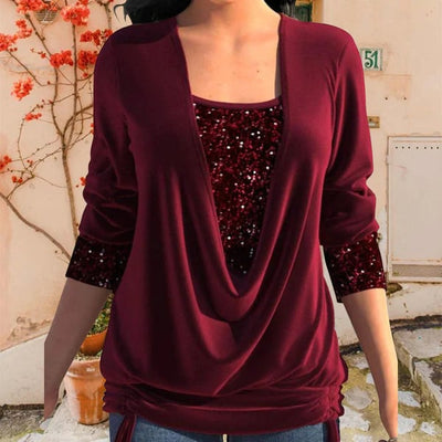 Denisse | Camisa de mujer de manga larga con lentejuelas
