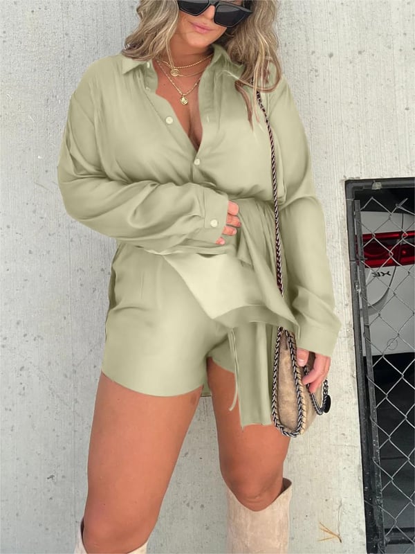 Bárbara | Traje Camisero de Mujer Stella Color Liso Manga Larga