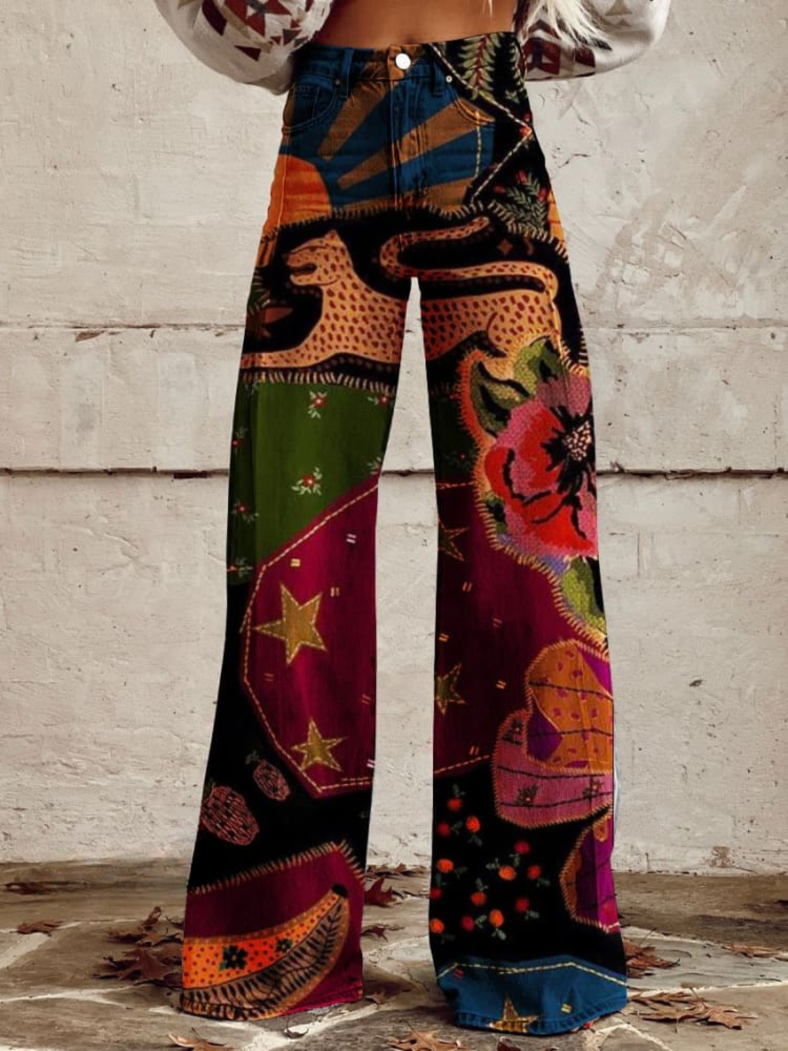 Roxana | Pantalón bohemio con estampado vintage y estilo relajado