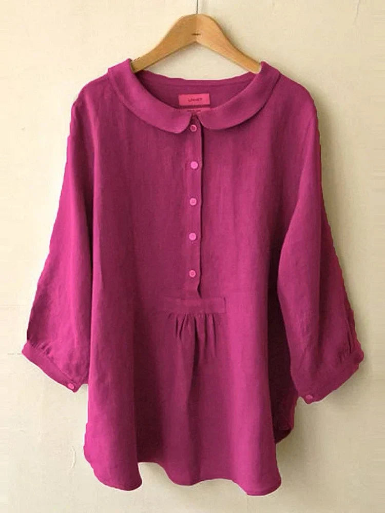 Adriana | Camisa de manga corta de algodón y lino para mujer