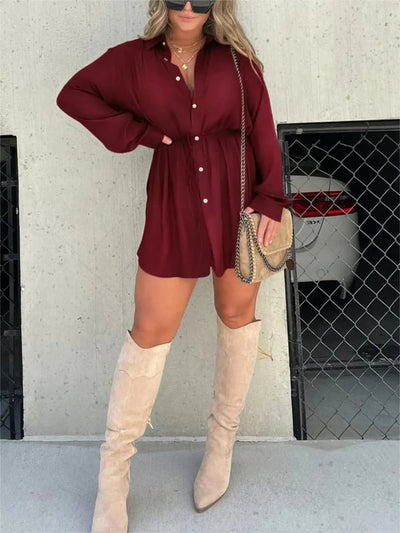 Bárbara | Traje Camisero de Mujer Stella Color Liso Manga Larga