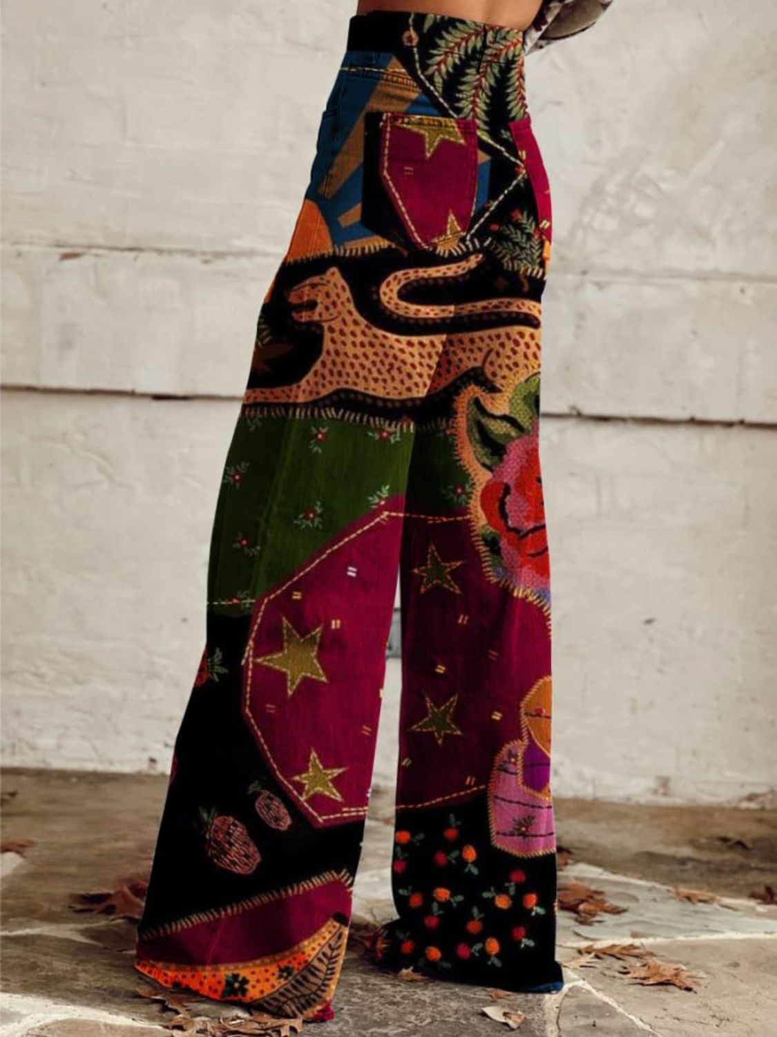 Roxana | Pantalón bohemio con estampado vintage y estilo relajado