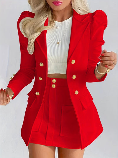 Kiara | Elegante conjunto de minifalda y blazer en vibrantes colores para women