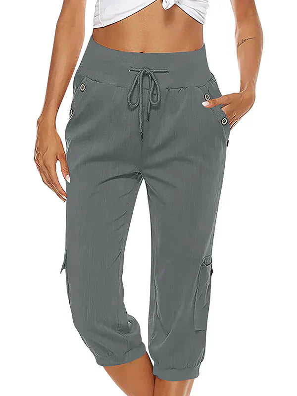 Vicky - Pantalón cargo femenino con cómodo cordón y cintura ajustable
