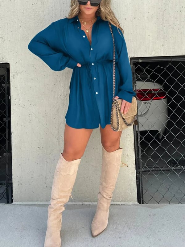 Bárbara | Traje Camisero de Mujer Stella Color Liso Manga Larga