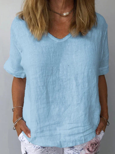 Manuela | Camisa casual de algodón de color puro para mujer
