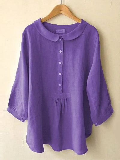 Adriana | Camisa de manga corta de algodón y lino para mujer