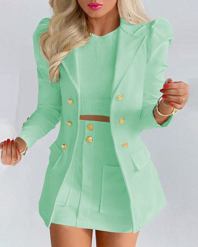 Kiara | Elegante conjunto de minifalda y blazer en vibrantes colores para women