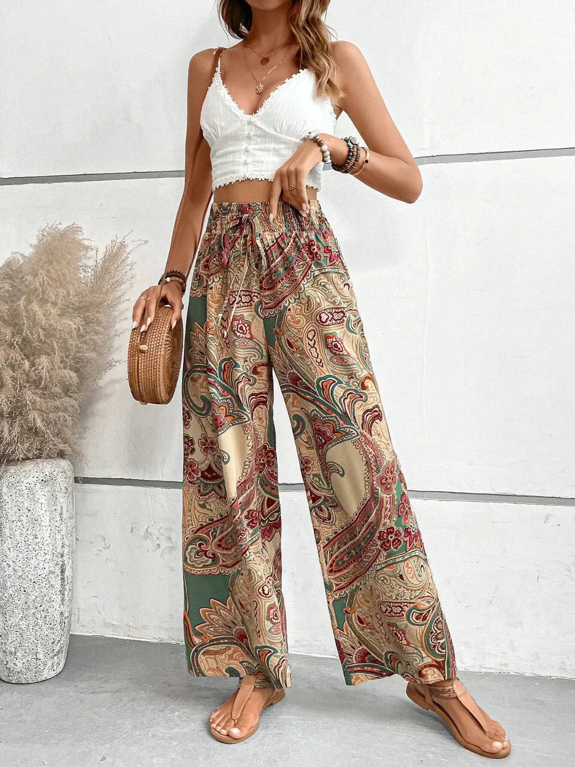 Kiara | Pantalones anchos con estampado moderno y caída fluida