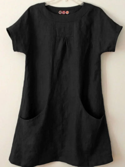 Fernanda | Camisas y tops de mezcla de algodón con bolsillos de manga corta Lino