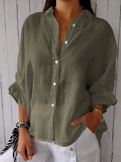 Ambar | Camisa informal de algodón y lino para mujer