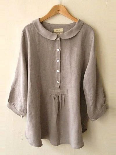 Adriana | Camisa de manga corta de algodón y lino para mujer