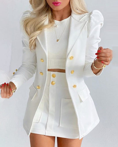Kiara | Elegante conjunto de minifalda y blazer en vibrantes colores para women